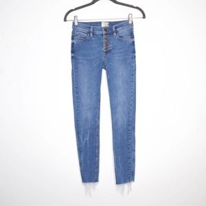 FREE PEOPLE Button Fly Frayed Ankle Skinny Jean 25